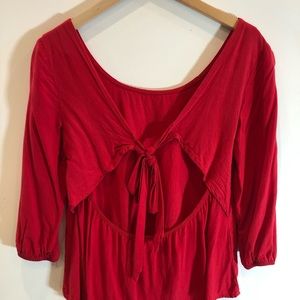 Red Blouse W/ Open Back & Bow